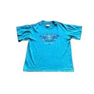 VINTAGE ONEITA CAPE COD GRAPHIC T-SHIRT TURQUOISE USA MEDIUM WOMENS